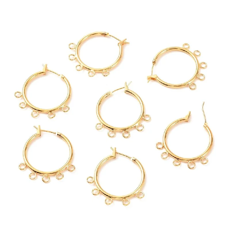 Spinel rings-27x25mm, Brass Hoop Earring Findings Gold Plated