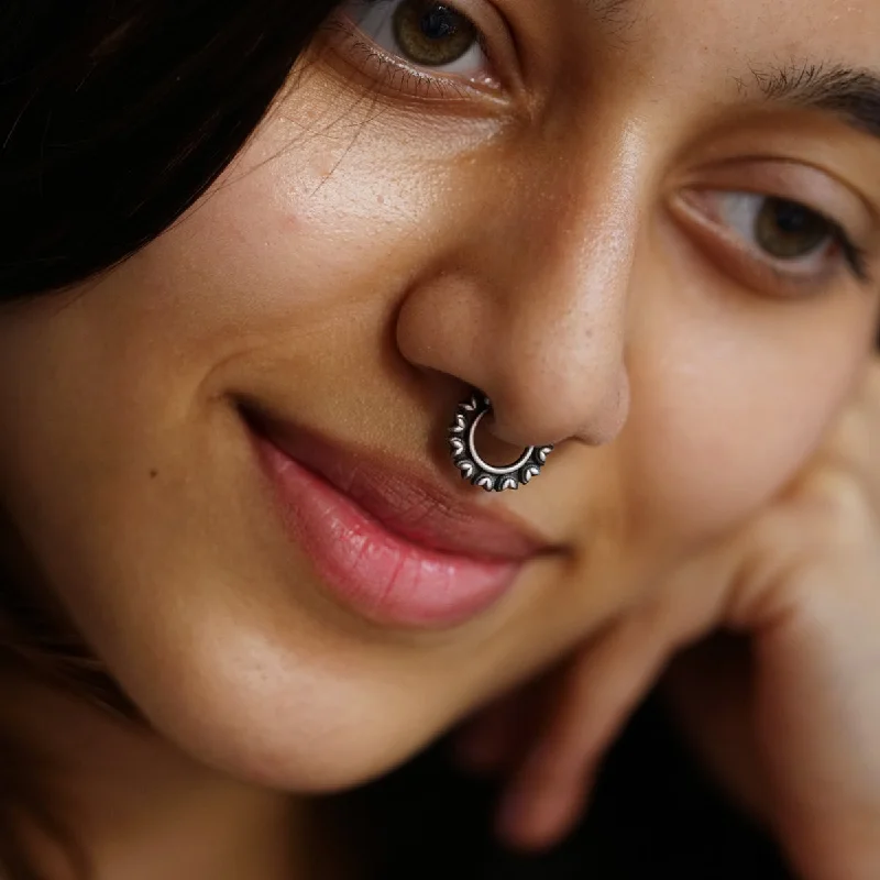 Oak grain rings-Leaves Septum Nose Ring