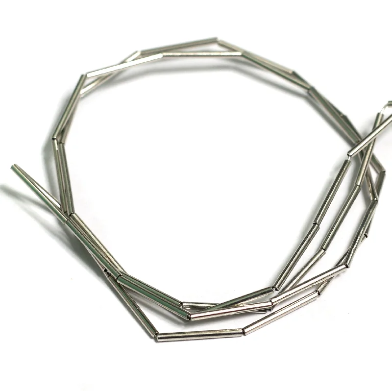 Blended metal rings-5 Strings , 16x1mm Silver Brass Tube Beads