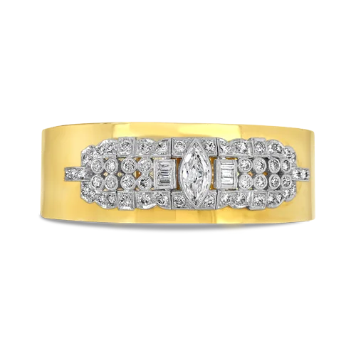 Shiny silver bangles-Gold & Diamond Estate Bangle