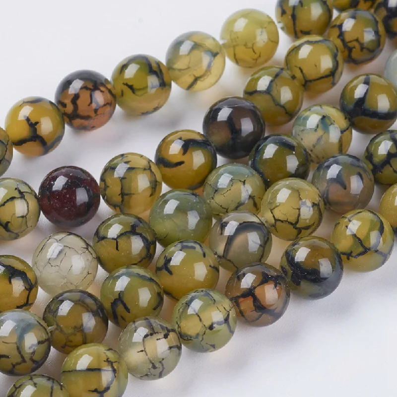 Spinel rings-8mm, Natural Dragon Veins Agate Beads String Dyed Round