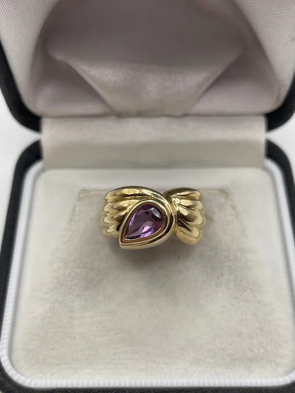 Coil band rings-9ct gold amethyst ring