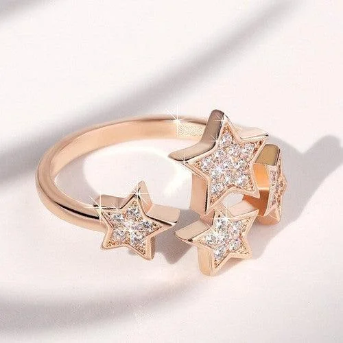 Full moon rings-AD Adjustable Ring Rose Gold