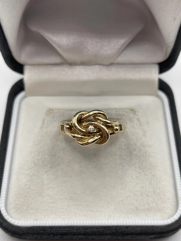 Antique bronze rings-9ct gold diamond knot ring