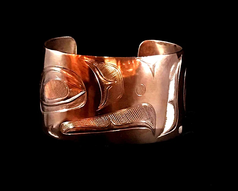 Bead trim bangles-Bracelet- L. Burkhart, Copper, Eagle, 1.5"