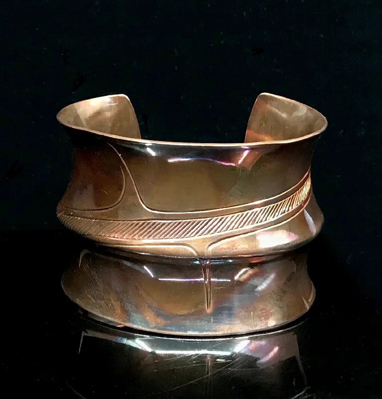 Graceful art bangles-Samuel Sheakley Bracelet Heat Treated Copper 2" Waves