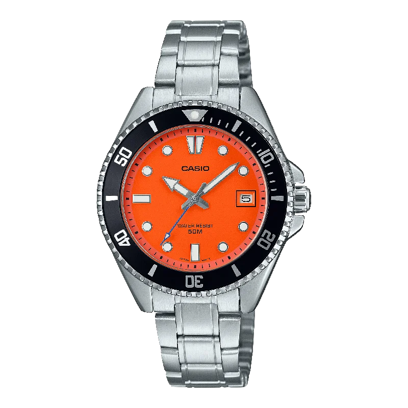 Pure square watches-Casio Standard Analogue Diver Stainless Steel Watch MDV10D-4A1