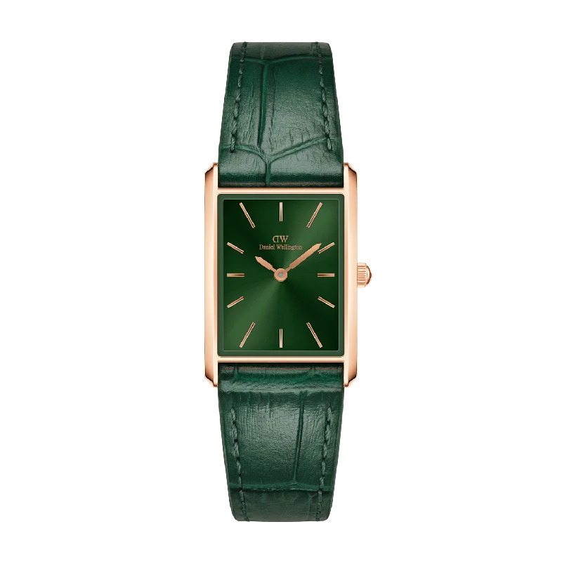 Fine slim watches-Daniel Wellington Bound Crocodile Emerald Sunray Rose Gold Watch DW00100694