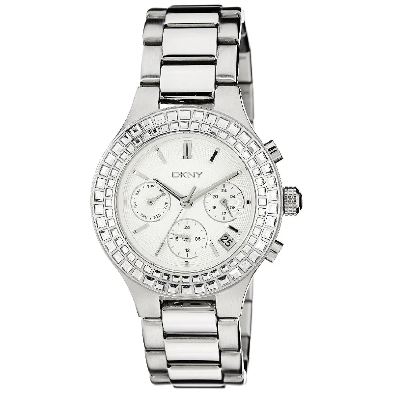 Solid metal watches-DKNY Women's NY2258 Chambers Chronograph Stainless Steel Watch