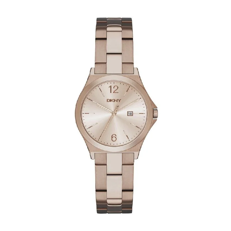 Pure square watches-DKNY Women's NY2368 Parsons Rose-Tone Stainless Steel Watch