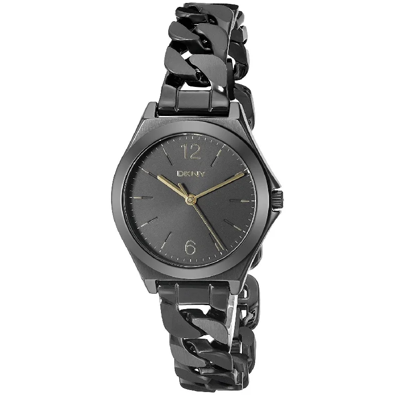 Retro dial watches-DKNY Women's NY2426 Parsons Black Stainless Steel Watch