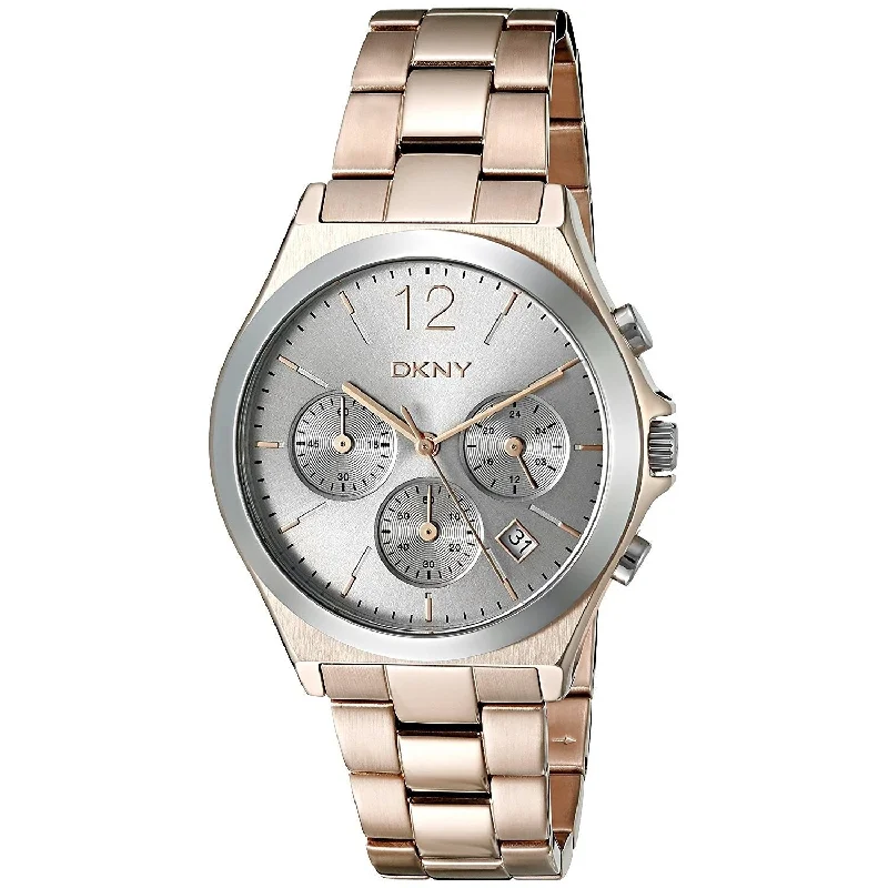 Flex mesh watches-DKNY Women's NY2453 Parsons Chronograph Rose-Tone Stainless Steel Watch