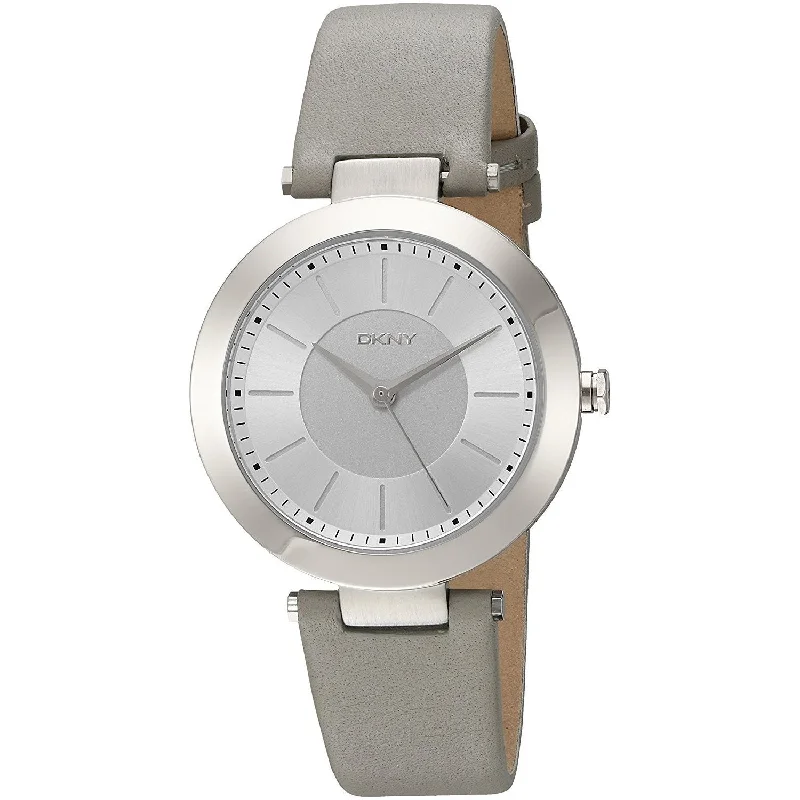 Sporty chrono watches-DKNY Women's NY2460 Stanhope Grey Leather Watch