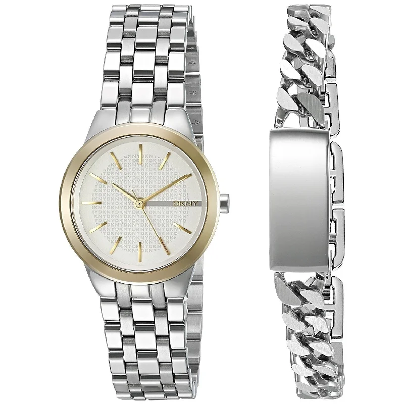 Rustic round watches-DKNY Women's NY2469 Park Slope Bracelet Set Stainless Steel Watch