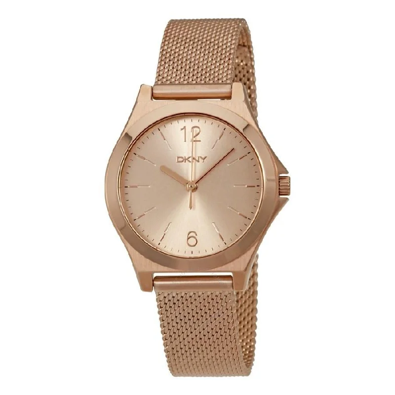 Wide dial watches-DKNY Women's NY2489 Parsons Rose-Tone Stainless Steel Watch