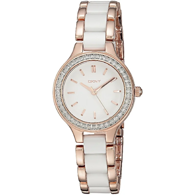 Stone face watches-DKNY Women's NY2496 Chambers Crystal Two-Tone Stainless steel and Ceramic Watch