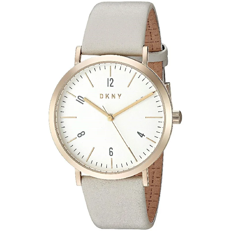 Oval dial watches-DKNY Women's NY2507 Minetta Grey Leather Watch