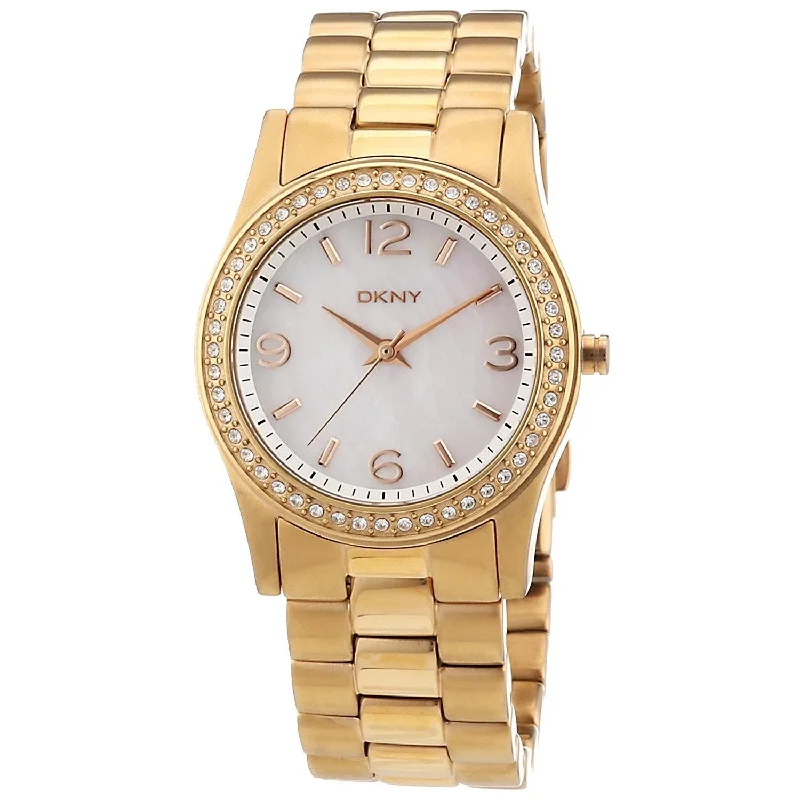 Gold band watches-DKNY Women's NY8336 Crystal Rose-Tone Stainless Steel Watch