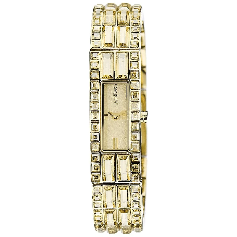 Daily pure watches-DKNY Women's NY8630 Glitz Crystal Gold-Tone Stainless Steel Watch