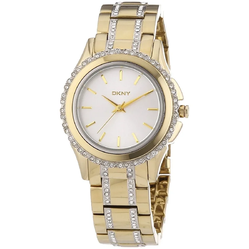 Gem strap watches-DKNY Women's NY8699 Brooklyn Crystal Gold-Tone Stainless Steel Watch