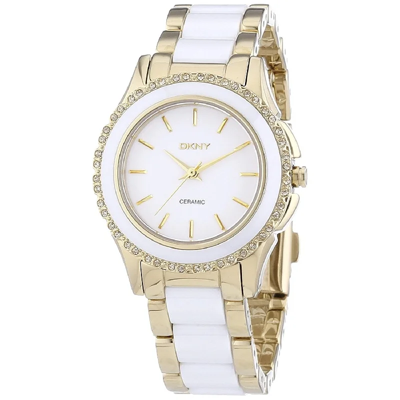 Diamond rim watches-DKNY Women's NY8829 Classic Two-Tone Ceramic Watch