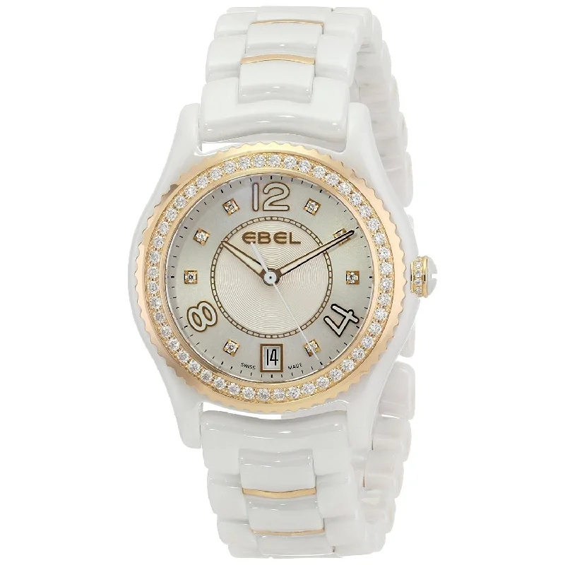 Stone face watches-Ebel Women's 1216116 X-1 Diamond White Ceramic Watch