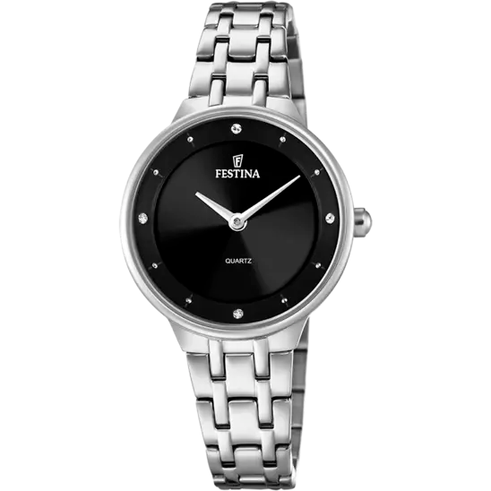 Carved case watches-Festina Elegant Women's Watch with Stainless Steel Strap and Black Dial F20600/4