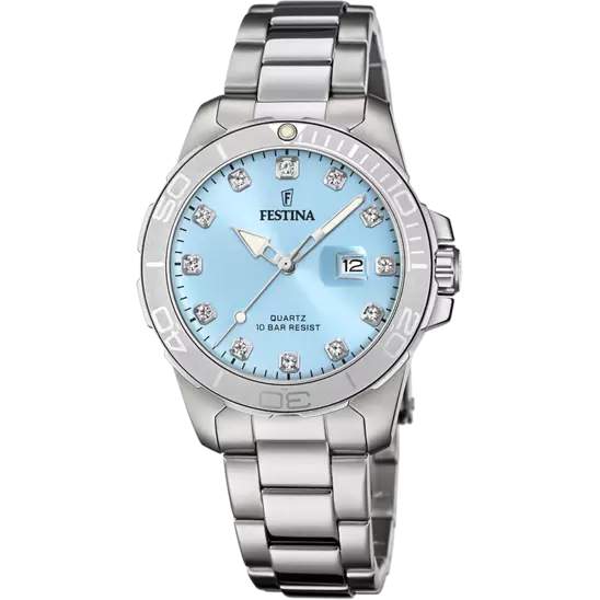 Retro strap watches-Festina F20503/1 Women's Elegance Stainless Steel Timepiece - Boyfriend Collection in Cool Blue