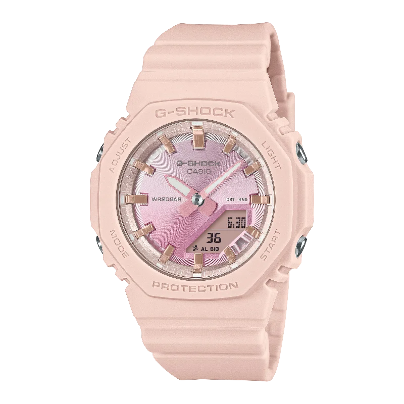 Fine mesh watches-G-Shock Analog Digital Pink Resin Band Watch GMAP2100SG-4A