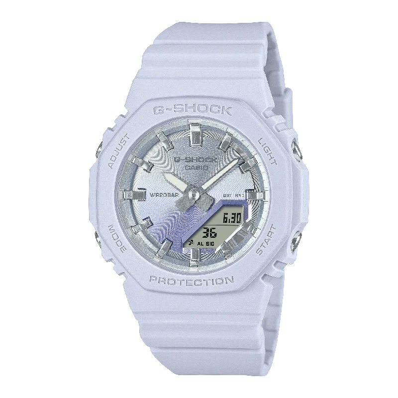 Fine slim watches-G-Shock Analog Digital White Resin Band Watch GMAP2100SG-2A