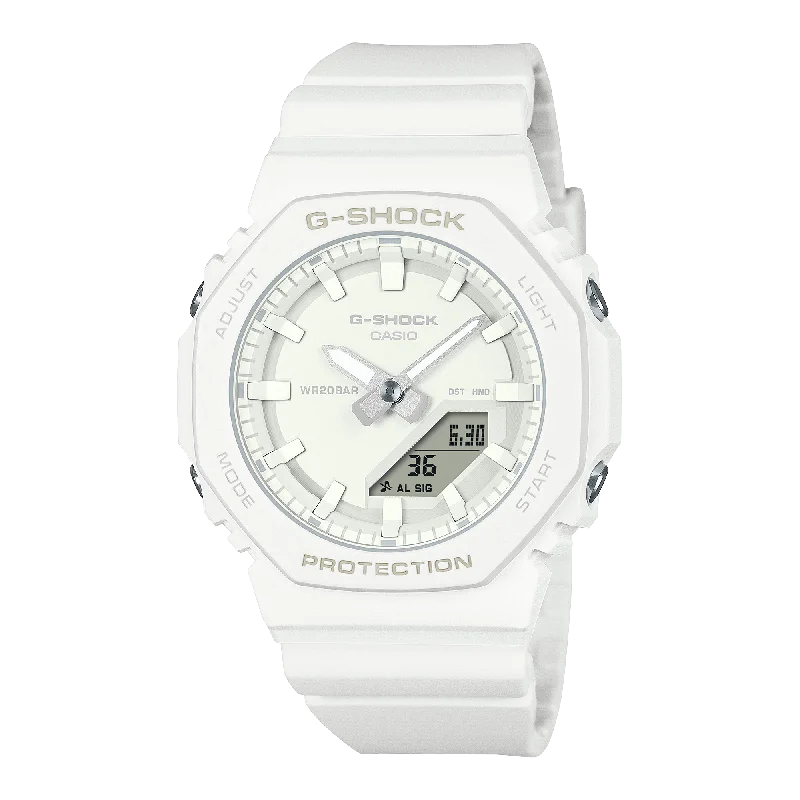 Wide strap watches-G-Shock All White CasiOak Ladies Watch GMAP2100-7A