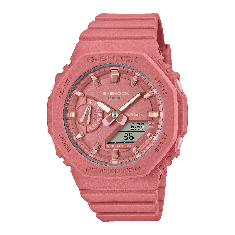 Diamond rim watches-G-Shock Digital Pink Resin Band Watch GMAS2100-4A2