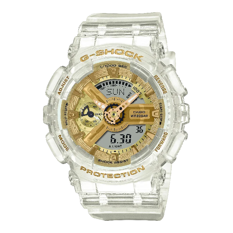 Pure quartz watches-G-Shock Digital Transparent Gold Resin Watch GMAS110SG-7A