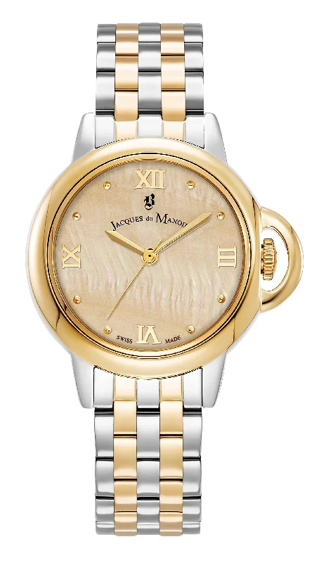 Luxe strap watches-JDM Grace 32mm Analog Gold Silver Stainless Steel Strap Watch