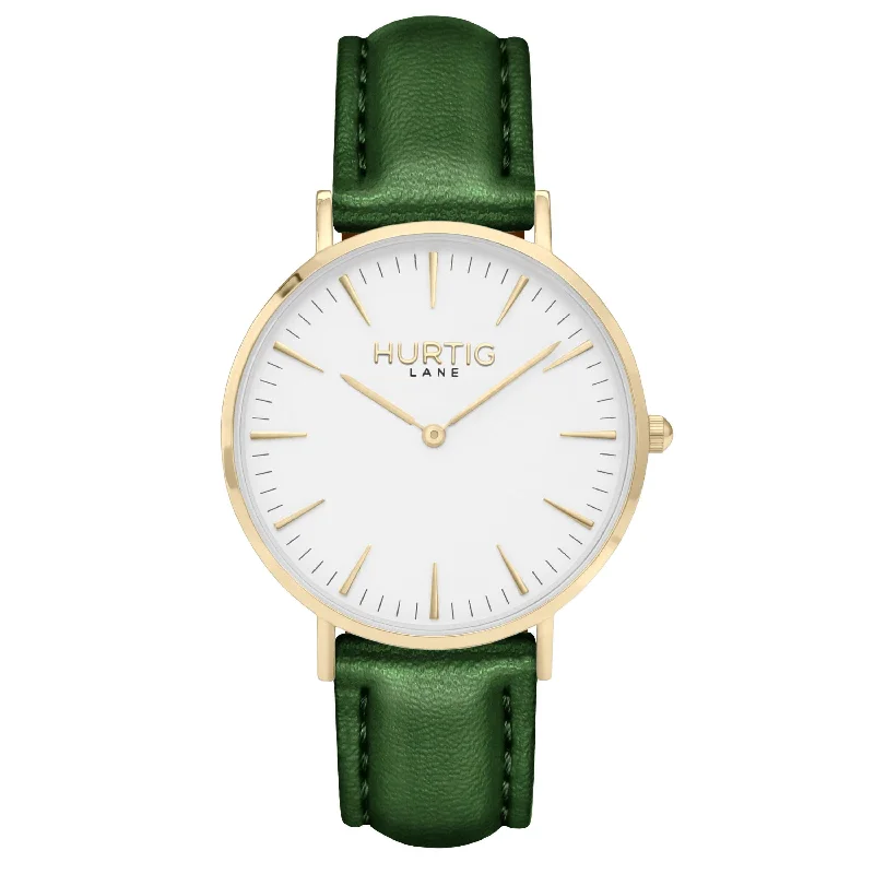 Eco strap watches-Mykonos CACTUS Leather Watch Gold, White & Green