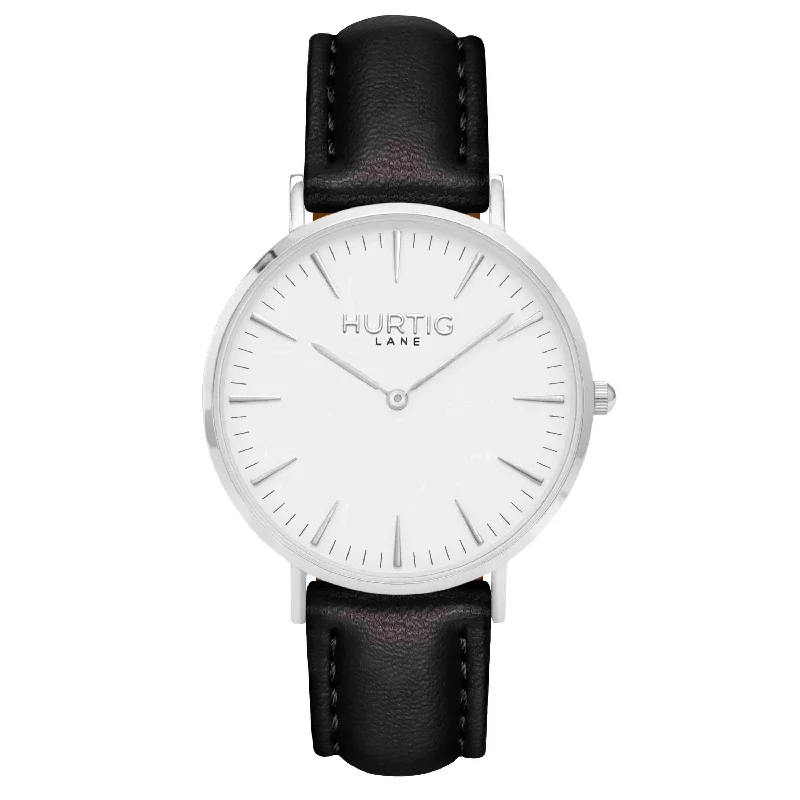 Bold sport watches-Mykonos CACTUS Leather Watch Silver, White & Black