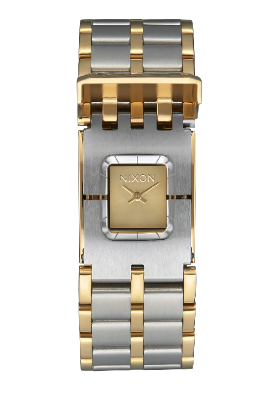 Poppy dial watches-Nixon Confidante Stainless Steel Gold Dial Womens Watch A1362-1921-00