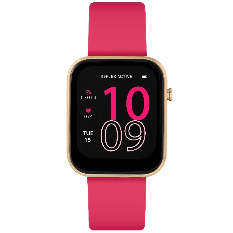 Dual-tone band watches-Reflex Active Series 12 Rose Gold/ Pink Silicone Smartwatch RA12-2152