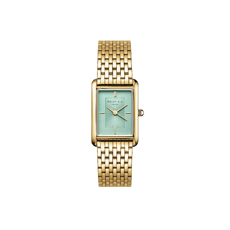 Retro face watches-Rosefield Heirloom Mint Green Dial Steel Gold Watch HMGSG-H04