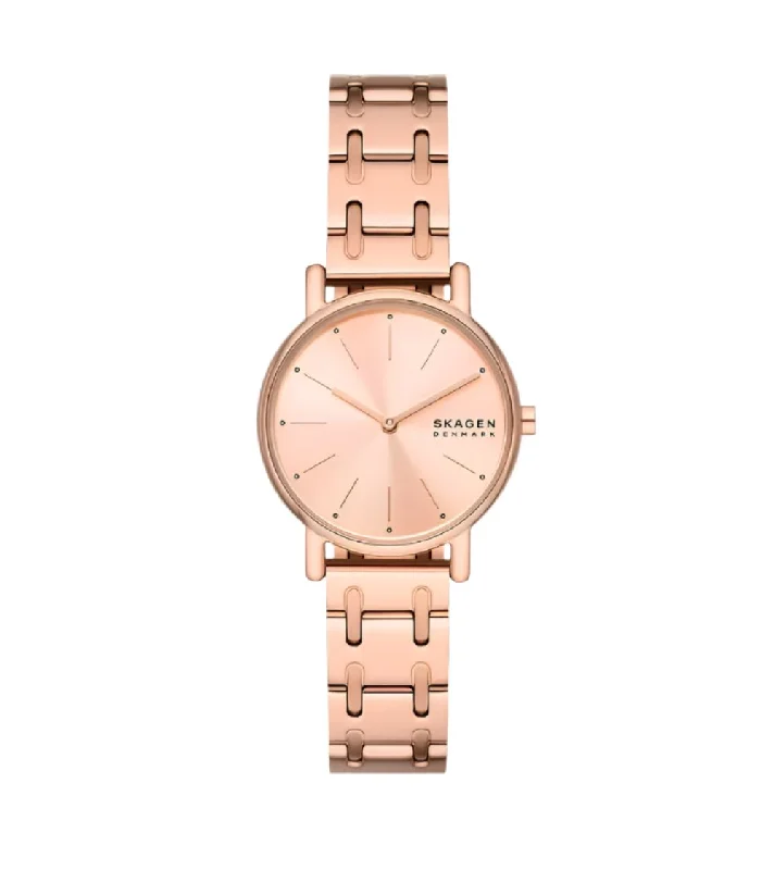 Water sport watches-Skagen Signatur Lille Rose Gold Stainless Steel Bracelet Watch SKW3125